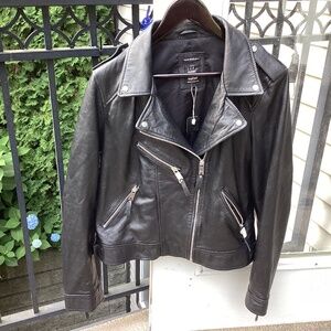 ❤️BNWT “Zara Trafaluc” ” REAL!!!!!! Sheep’s Leather moto Jacket. Black XXL